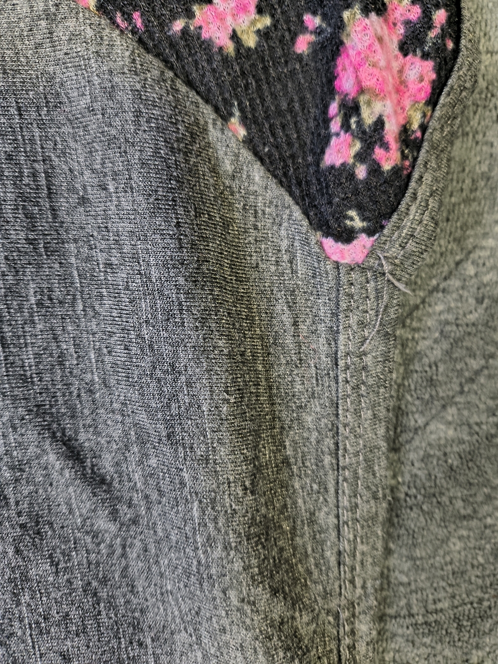 Rue21 Gray with Pink Floral Accent Sleeves